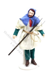 (image for) Miniature Full Scale Medieval Farmer Doll with Pitchfork