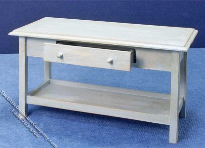 (image for) Miniature Worn Rectangular Table w/Drawer for Dollhouses