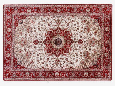(image for) Miniature Large 'Georgiana' Rug - Cream and Red Aubusson