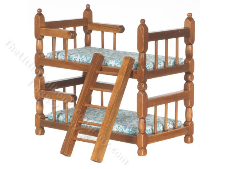 (image for) Miniature Walnut Bunkbed with Ladder (fabric may vary)