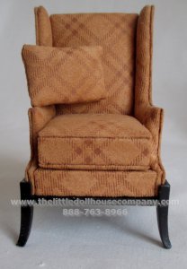 (image for) Miniature Arts and Crafts upholstered Wing Chair in Black