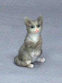 (image for) Miniature Hind Legs Grey Cat for Dollhouses