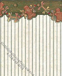 (image for) Gingerbread Garland Pattern Miniature Wallpaper for Dollhouses