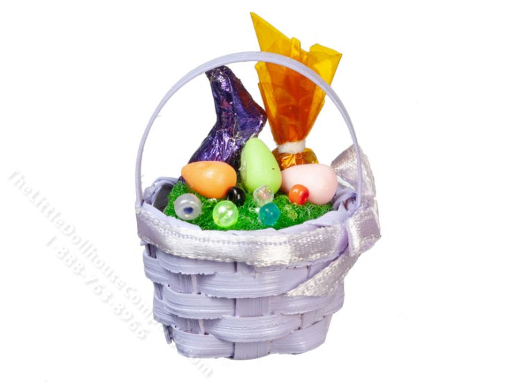 (image for) Miniature Purple Easter Basket for Dollhouses
