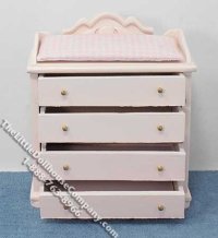 (image for) Miniature Pink Changing Dresser with Pink Linen for Dollhouses