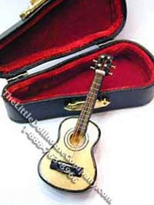 (image for) Miniature Acoustic Guitar with Case for Dollhouses