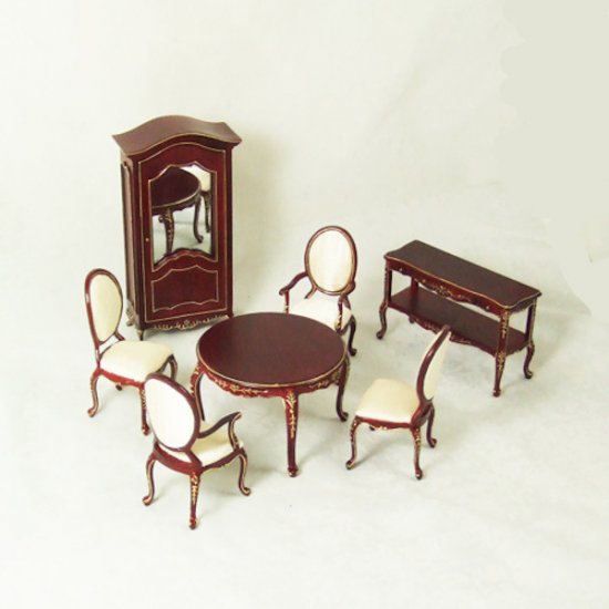 (image for) Dollhouse Miniature Mahogany 6 Pc. Dining Room Set