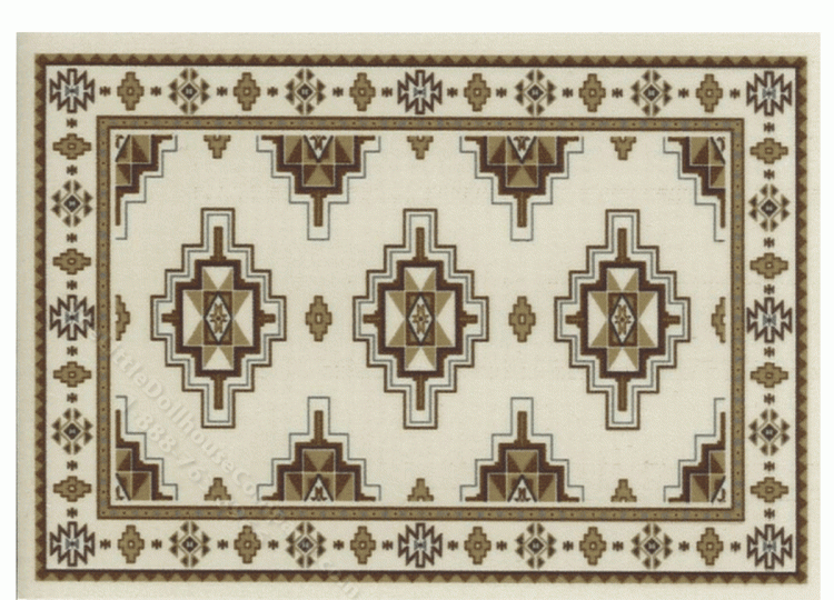 (image for) Miniature Small Scale Beige Rug with Woven Rug Design Influence