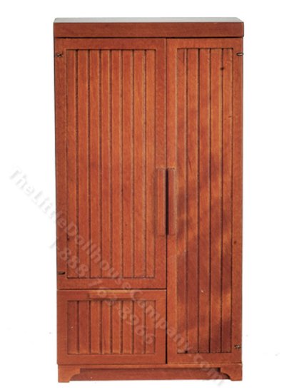 (image for) Miniature Walnut Farmhouse Refrigerator for Dollhouses