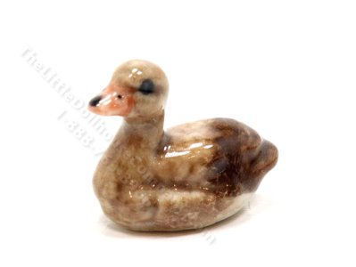 (image for) Miniature Porcelain Brown Duck for Dollhouses