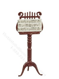 (image for) Miniature Mahogany Lyre-Shaped Music Stand for Dollhouses