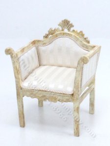 (image for) Miniature Cream Striped Vintage French Chair by Judith Blondell