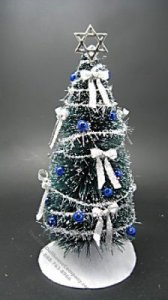 (image for) Miniature Hanukkah/Chanukah Decorated Tree For Dollhouses