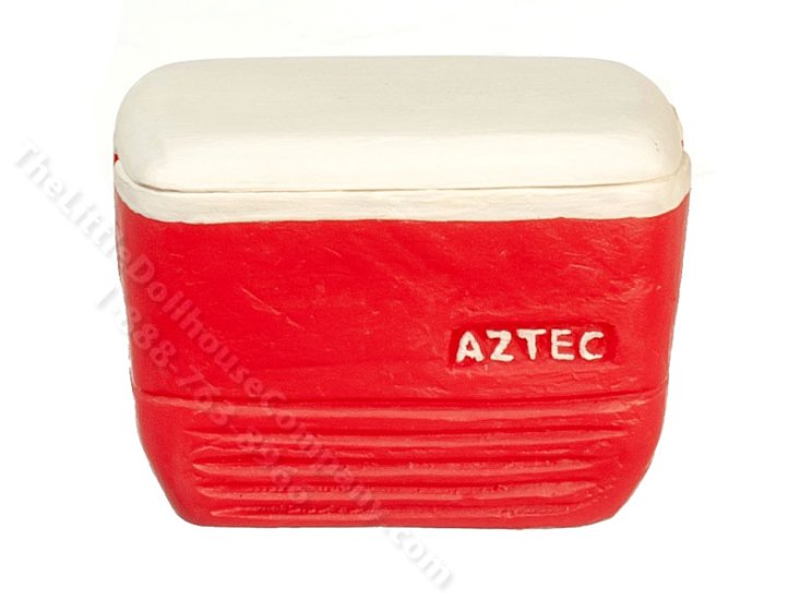 (image for) Large Miniature Red & White Cooler for Dollhouses