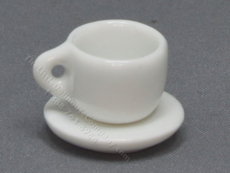 (image for) Miniature Ceramic White Tea Cup and Saucer