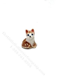 (image for) Miniature Ceramic Tabby Cat Statuette for Dollhouses
