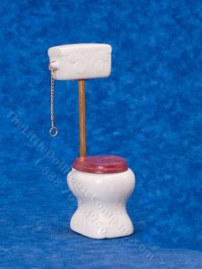 (image for) Miniature Old Fashioned Toilet with Wooden Seat for Dollhouses