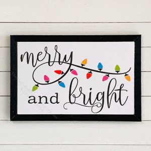 (image for) Miniature Rectangular Framed 'Merry and Bright' Board Print