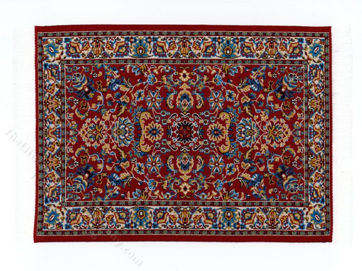 (image for) Dollhouse Scale Model Oriental Carpet - Red, Blue and Cream