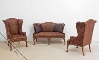 (image for) Miniature 3 Piece Padded Sofa and Chair Set for Dollhouses