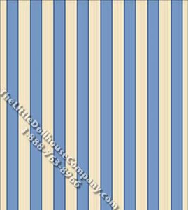 (image for) Empress Blue Stripe Pattern Miniature Wallpaper for Dollhouses
