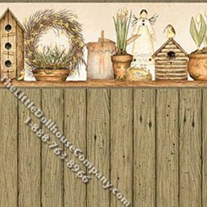 (image for) Angel Garden Shelf Pattern Miniature Wallpaper for Dollhouses