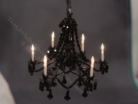 (image for) Dollhouse Miniature 12V Lilith Black Crystal Chandelier