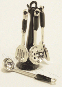 (image for) Miniature Kitchen Utensils with Black Stand