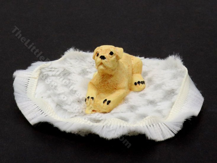 (image for) Dollhouse Scale Model Pitbull Dog Playing w/Scrunched Carpet