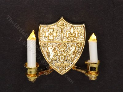 (image for) 1:24 Scale Miniature 3V Crest Double Sconce for Dollhouses