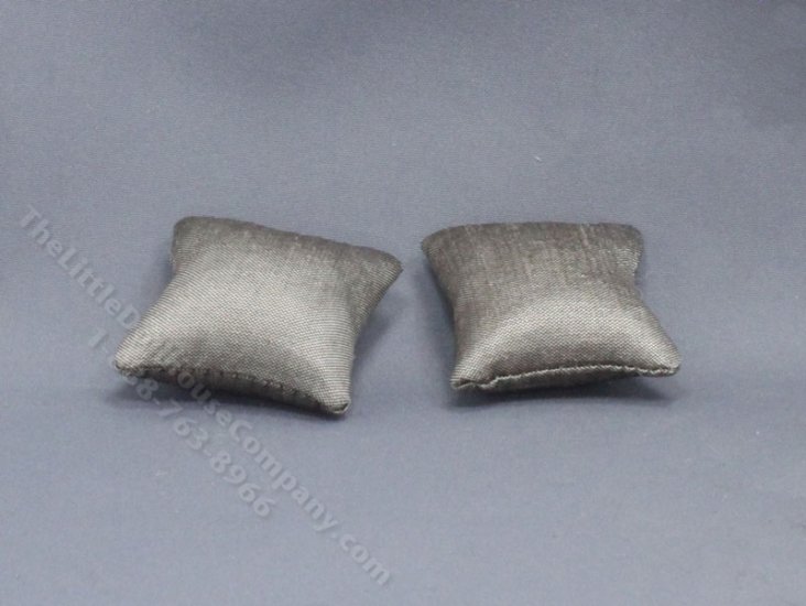 (image for) Miniature Pair of Grey Satin Pillows for Dollhouses