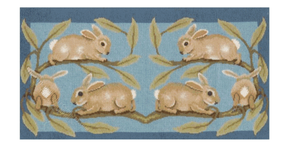 (image for) Miniature Extra Small Scale Blue Rug With Rabbits