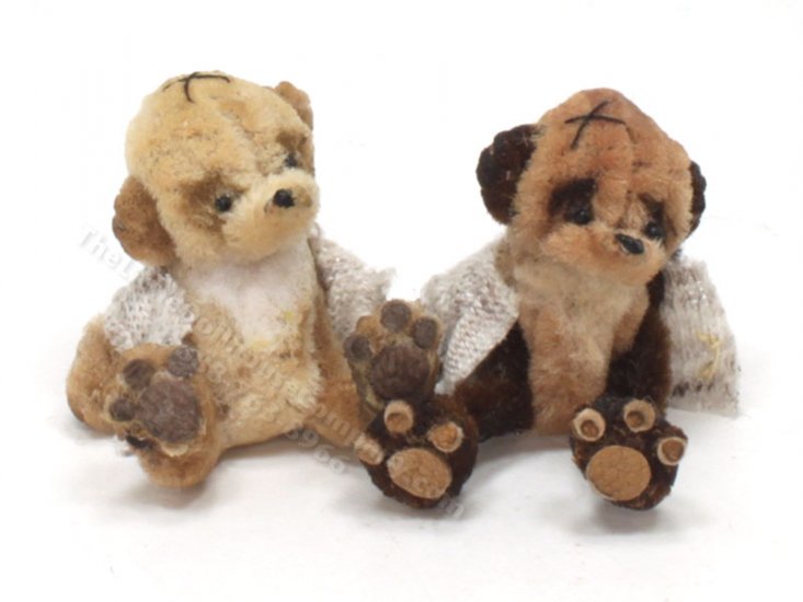 (image for) Miniature Antique Teddy Bear in Lace Coat by Sue Wilkes