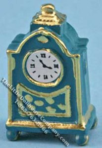 (image for) Miniature Teal Table/Mantle Clock for Dollhouses