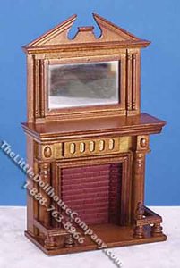 (image for) Miniature Walnut Fireplace with Mirror for Dollhouses