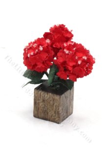(image for) Miniature Handmade Red Hydrangeas for Dollhouses