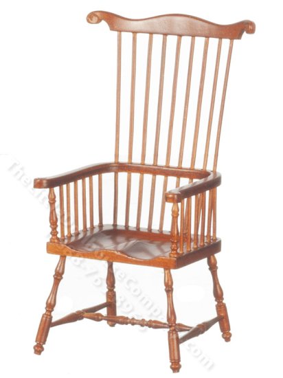 (image for) Miniature Country Style Windsor Walnut Armchair for Dollhouses