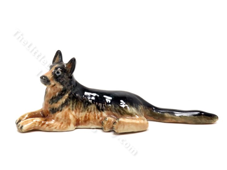 (image for) Miniature Porcelain German Shepherd Figurine for Dollhouses