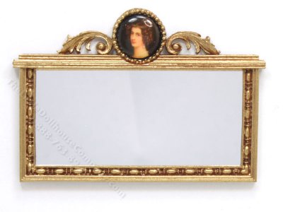 (image for) Miniature Gold-Framed Mirror with Lady's Portrait