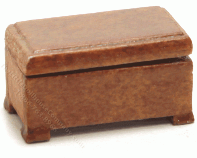 (image for) Miniature Half Scale Walnut Flat Top Wooden Trunk
