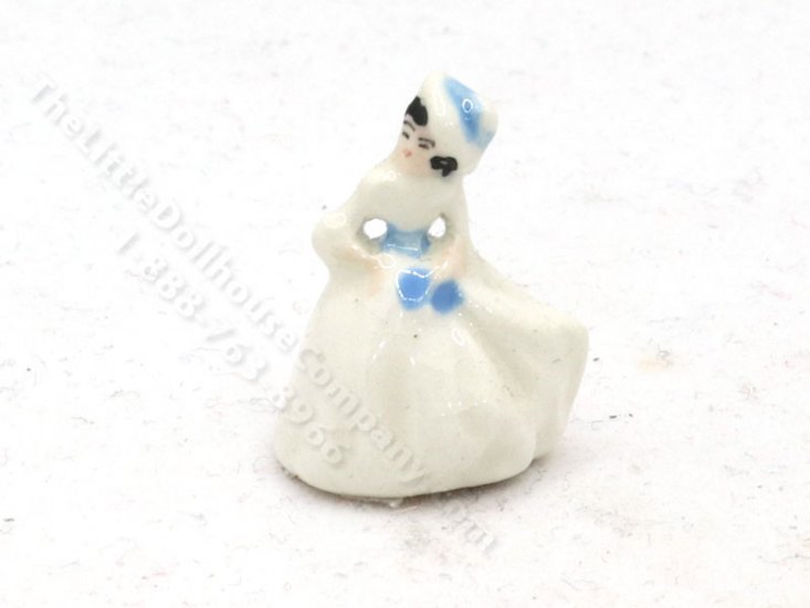 (image for) Miniature Royal Doulton of Lady in White Dress with Blue Sash