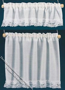(image for) Miniature White Cottage Style Curtains Set for Dollhouses