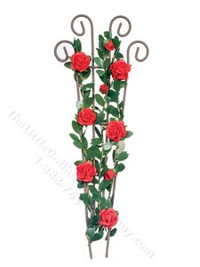 (image for) Miniature Red Rose Trellis for Dollhouses