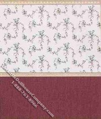 (image for) Miniature 3 pc. Floral Wallpaper With Red Wainscotting Set