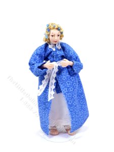 (image for) Miniature Porcelain Doll in Hair Curlers by Detta's Darling Dolls