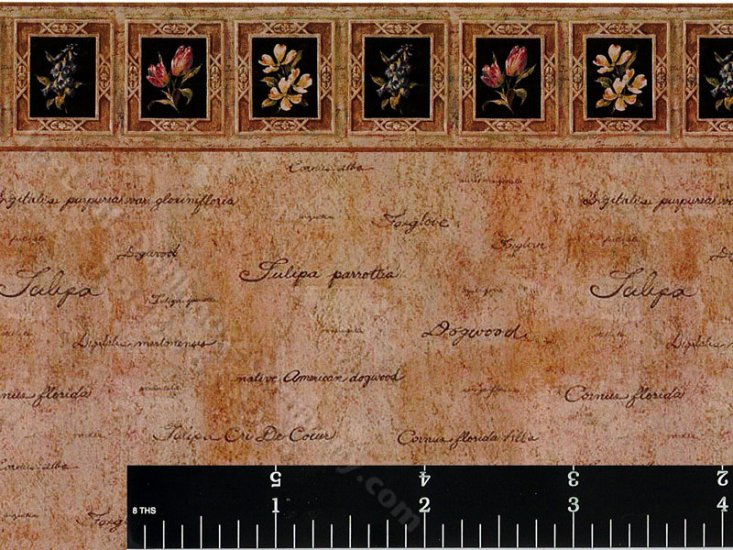 (image for) Floral and Writing Pattern Miniature Dollhouse Wallpaper
