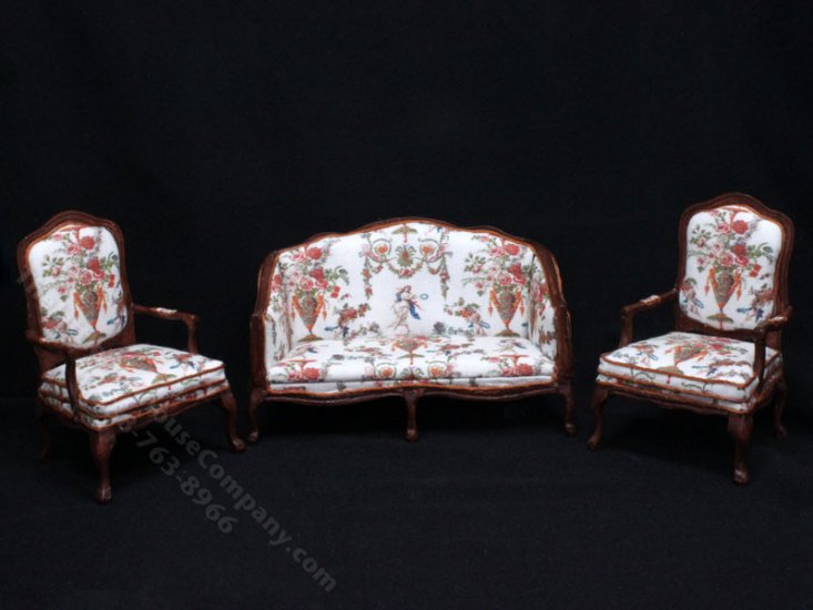 (image for) Miniature Floral Living Room Set for Dollhouses