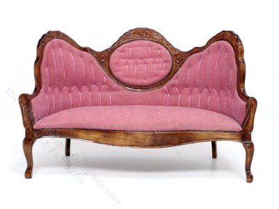 (image for) Miniature Walnut Victorian Sofa For Dollhouses