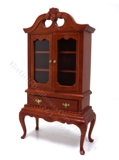 (image for) Vintage Miniature Bespaq Walnut China Hutch for Dollhouses