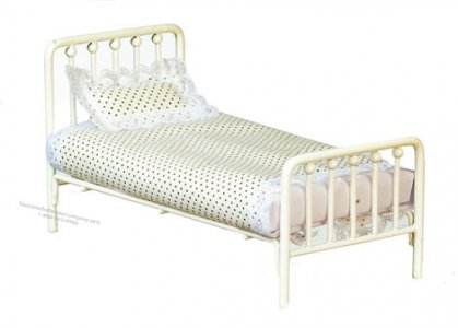 (image for) Miniature White Single Bed For Dollhouses